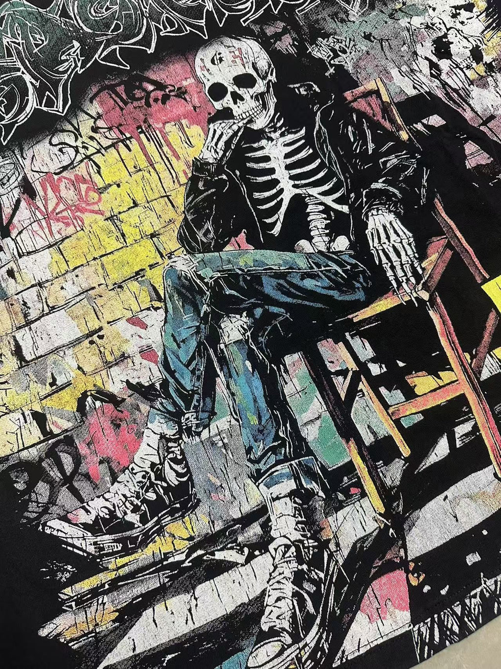 Godspeed Skeleton Graffiti Graphic T-Shirt — detail