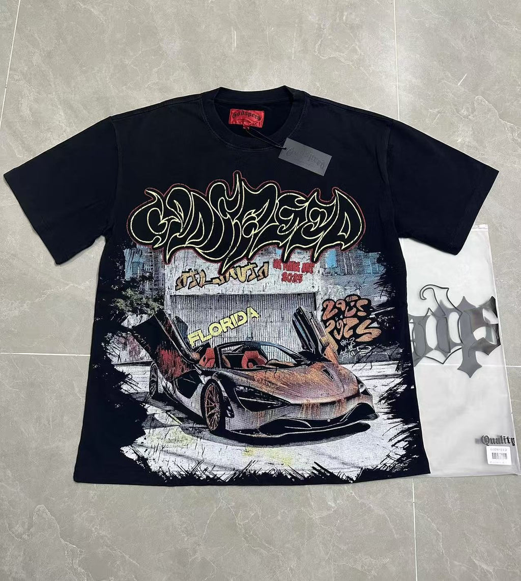 Godspeed Car Graffiti Graphic T-Shirt — front