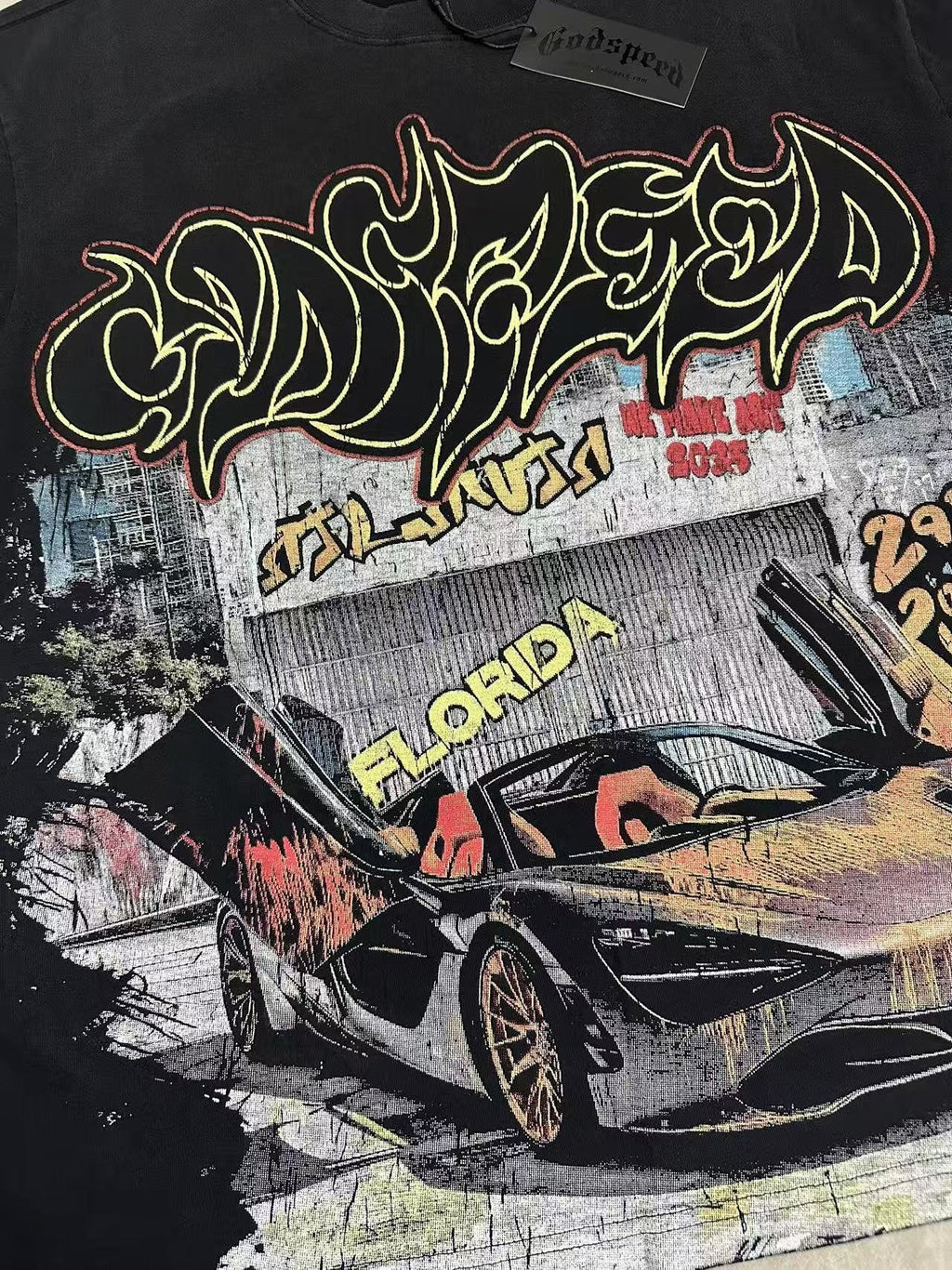 Godspeed Car Graffiti Graphic T-Shirt — detail