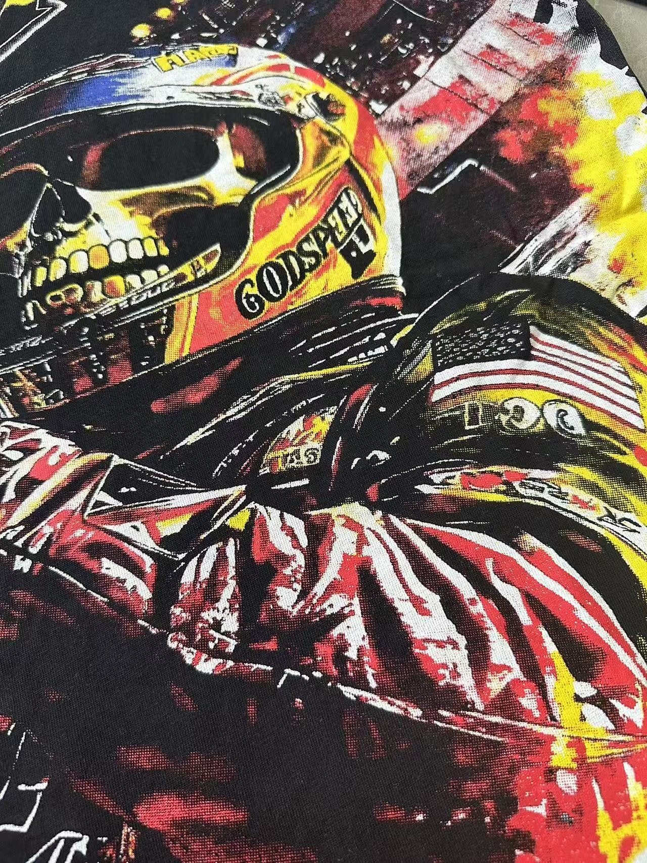 Godspeed Racer Skull Graphic T-Shirt — fabric_closeup