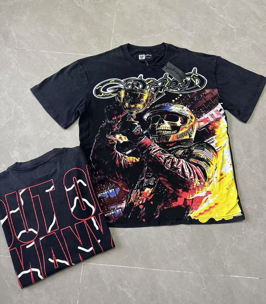 Godspeed Racer Skull Graphic T-Shirt — context