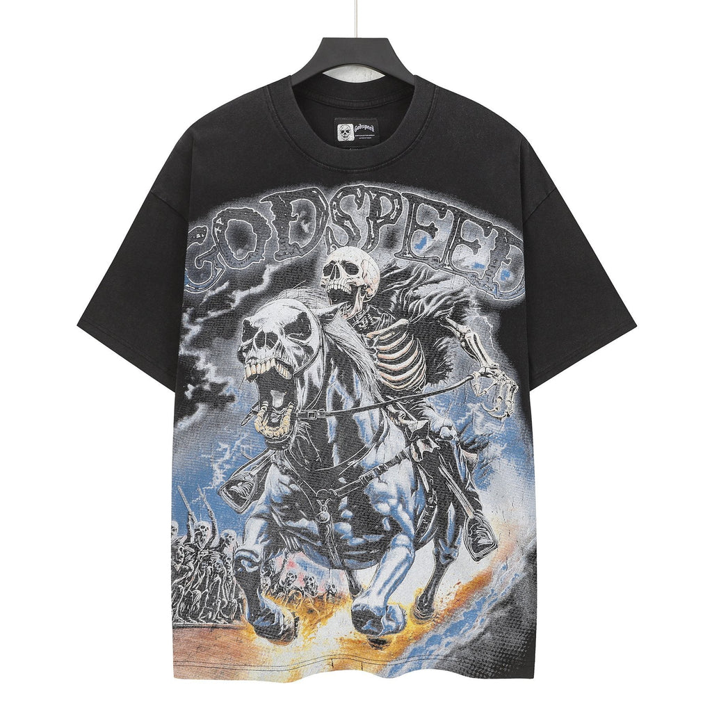 Godspeed Skeleton Horse Washed Black Graphic T-Shirt — hero