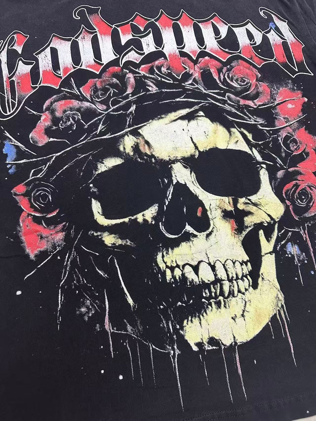 Godspeed Skull & Roses Graphic T-Shirt — detail