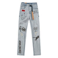 Ksubi Light Blue Graffiti Slim Tapered Jeans — hero