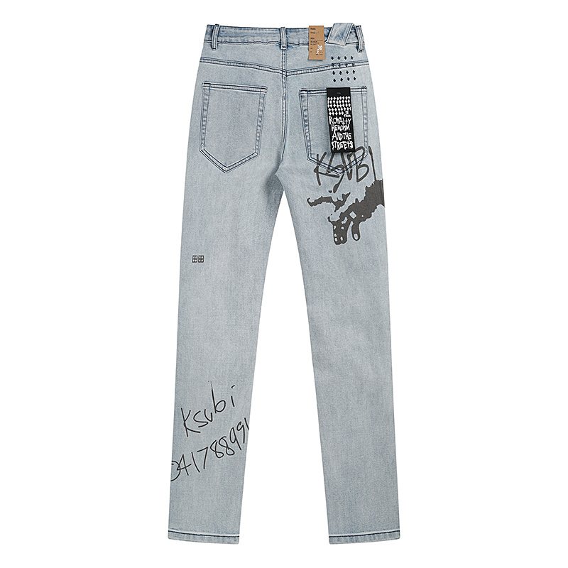 Ksubi Light Blue Graffiti Slim Tapered Jeans — back