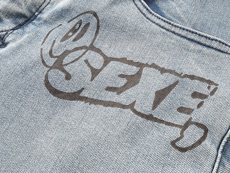 Ksubi Light Blue Graffiti Slim Tapered Jeans — detail