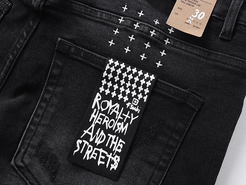Ksubi Black Washed Graphic Jeans — detail