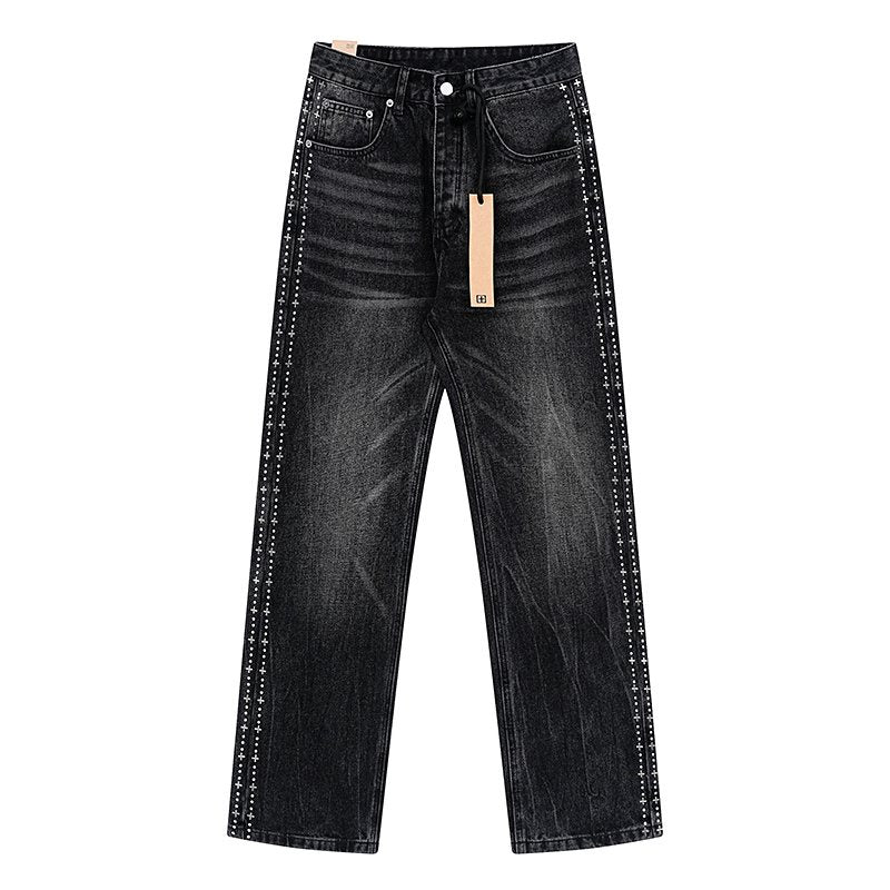 Ksubi Black Washed Straight-Leg Jeans — front