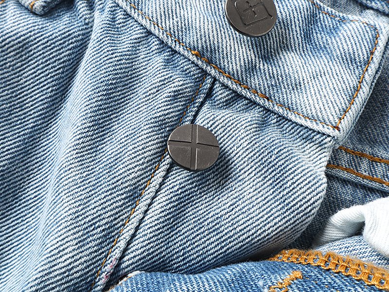 Ksubi Light Blue Embroidered Straight-Leg Jeans — detail
