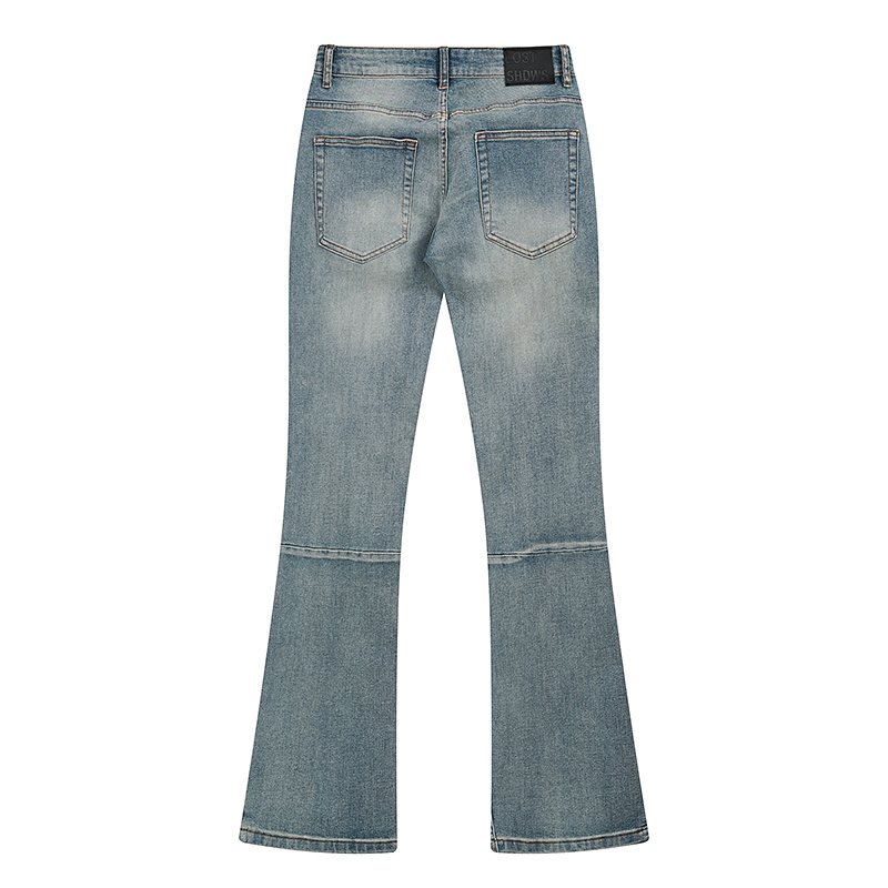 LOSTSHDWS Light Blue Flower Applique Flared Jeans — back