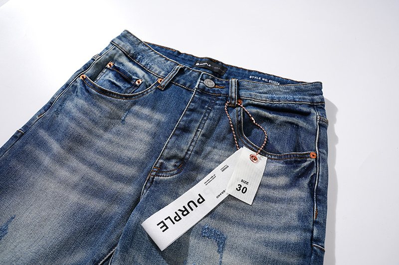 Purple Brand Blue Distressed Denim Jeans — detail