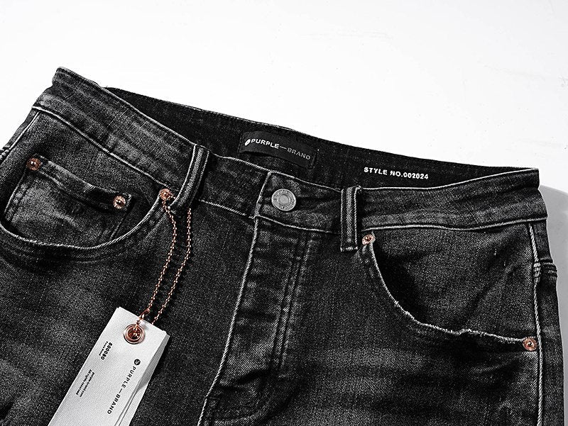 Purple Brand Black Distressed Jeans — detail