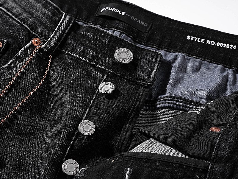 Purple Brand Black Distressed Jeans — detail
