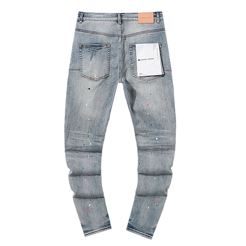Purple Brand Distressed Paint Splatter Stacked Jeans — back