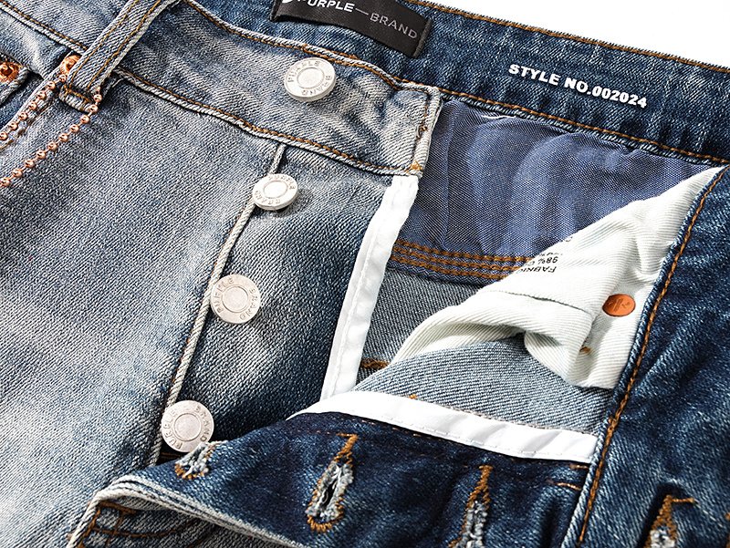 Purple Brand Distressed Paint Splatter Stacked Jeans — detail