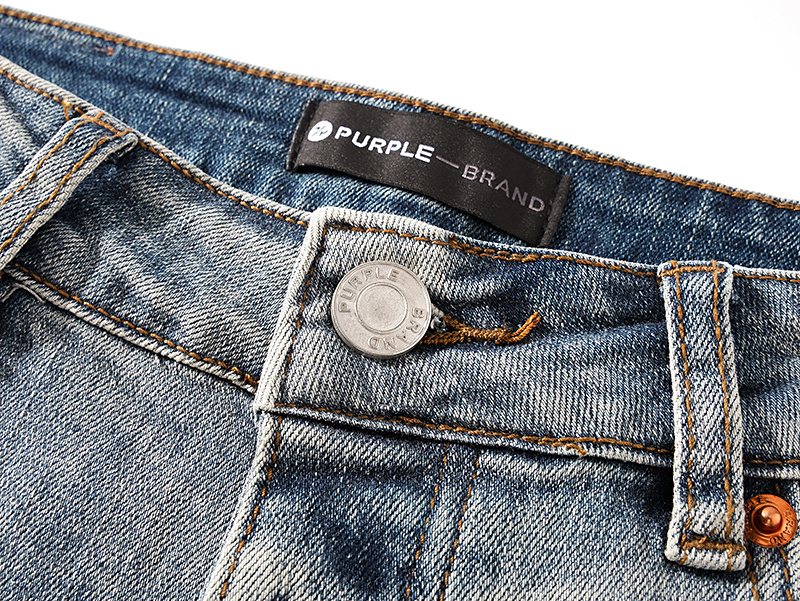 Purple Brand Distressed Paint Splatter Stacked Jeans — detail