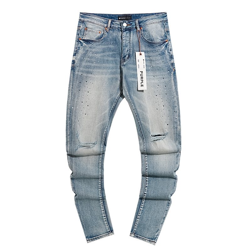 Purple Brand Light Blue Distressed Skinny Jeans — front