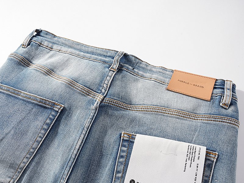 Purple Brand Light Blue Distressed Skinny Jeans — detail