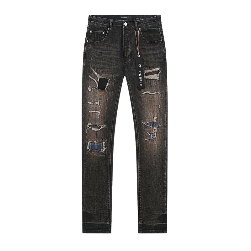 Purple Brand Black Distressed Skinny Jeans — hero