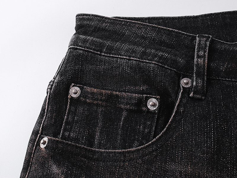 Purple Brand Black Distressed Skinny Jeans — detail