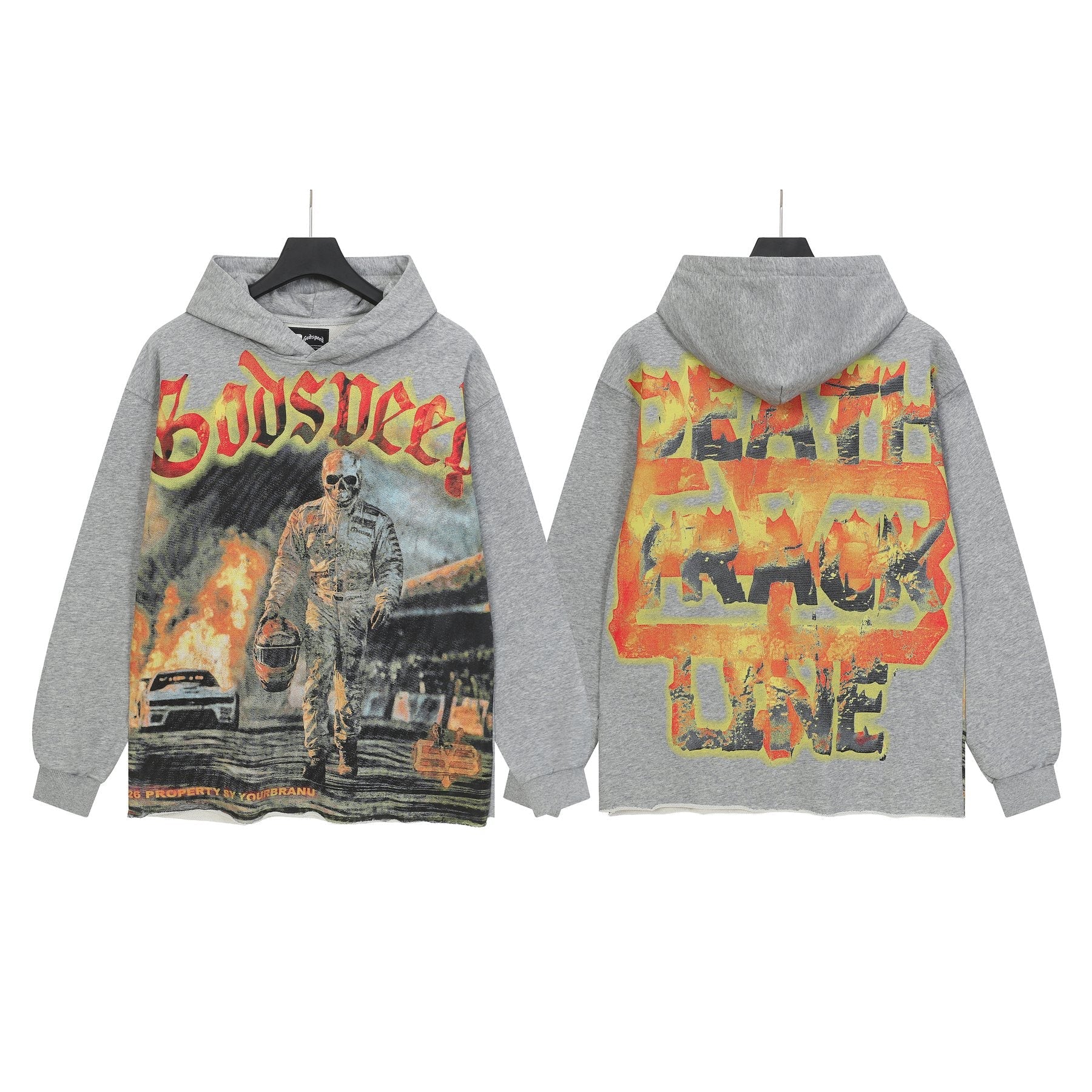 Godspeed Gray Racing Graphic Pullover Hoodie — front