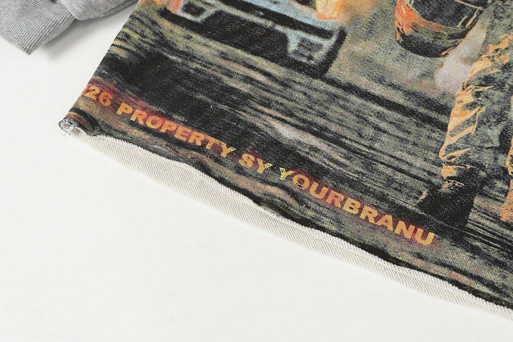 Godspeed Gray Racing Graphic Pullover Hoodie — detail
