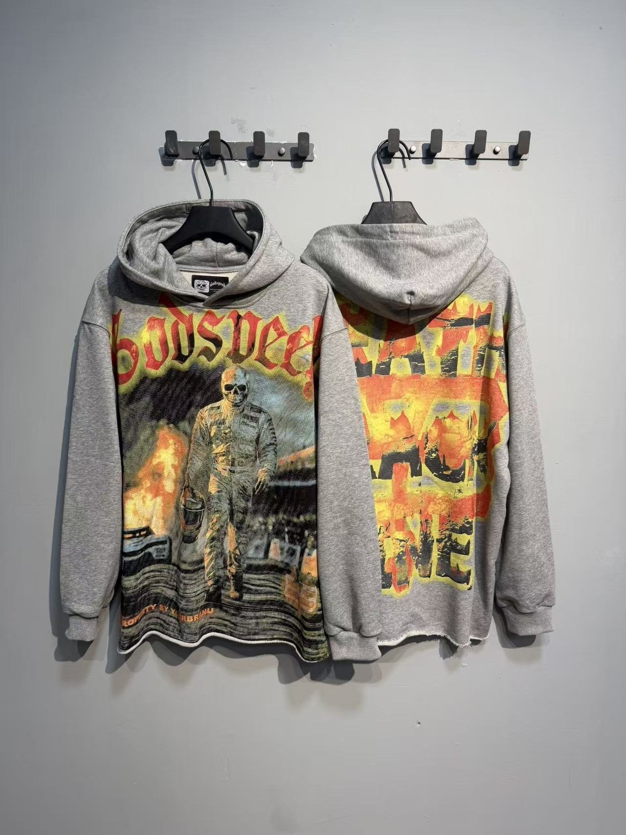 Godspeed Gray Racing Graphic Pullover Hoodie — context