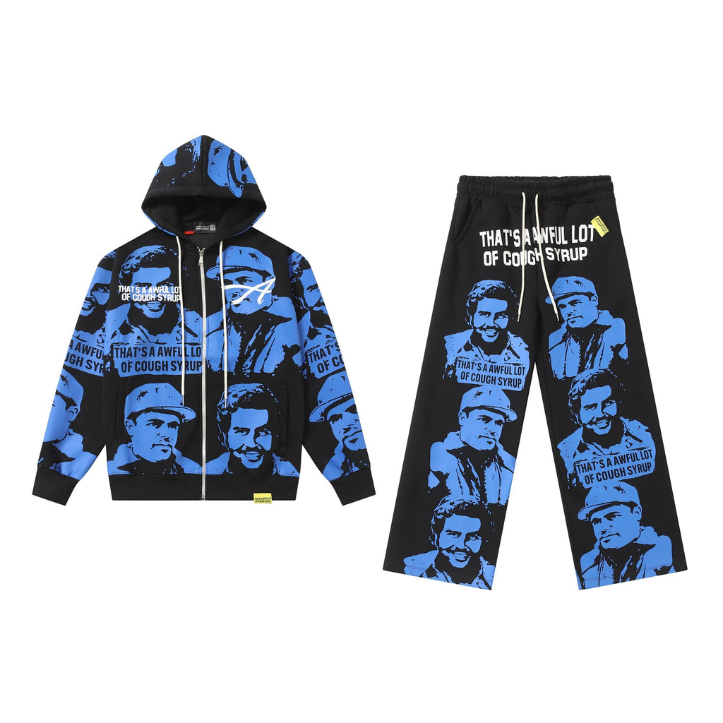 THAT'S A AWFUL LOT OF COUGH SYRUP Rising Star Graphic Zip Hoodie & Sweatpants Matching Set — hero