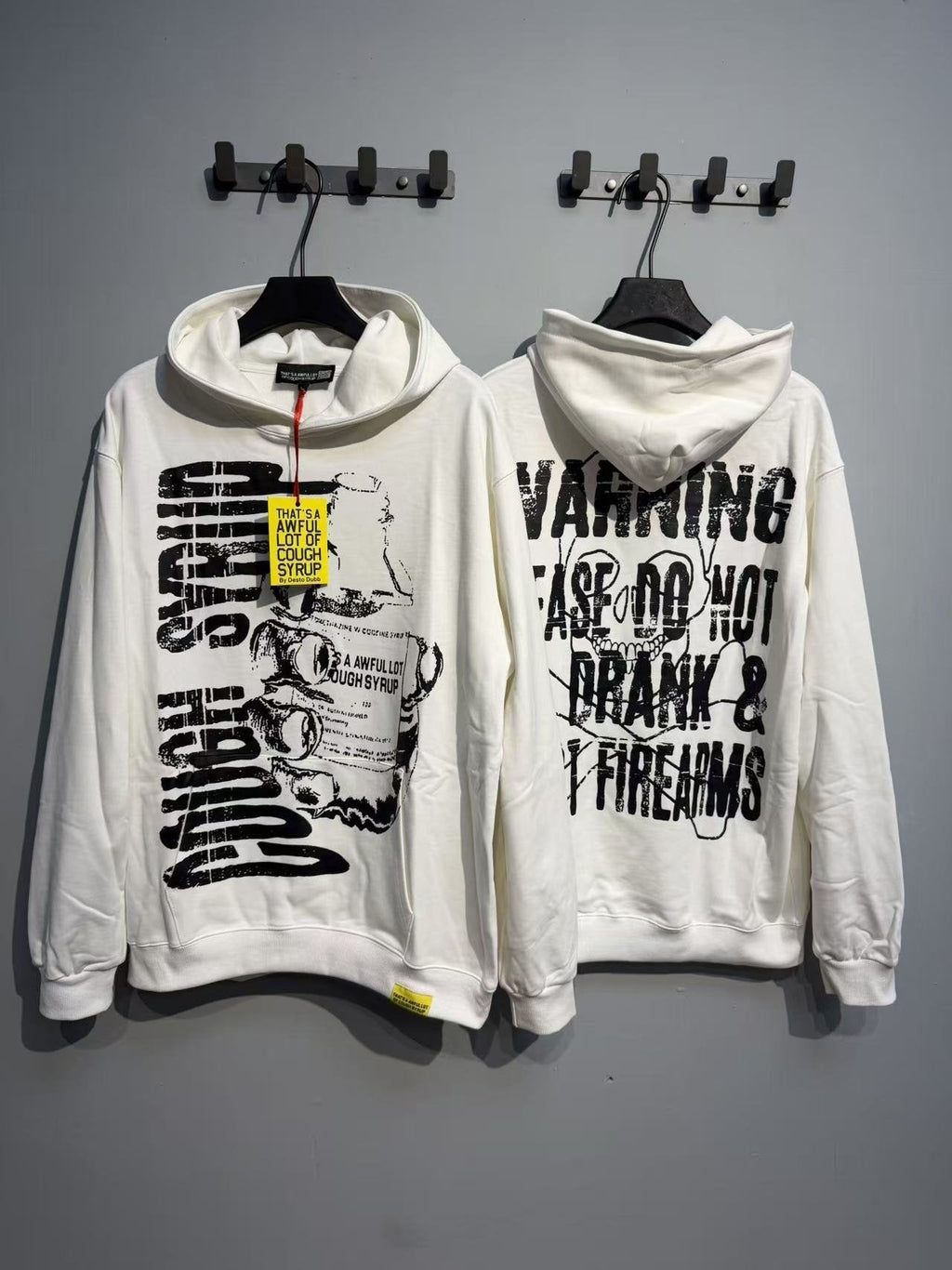THAT'S A AWFUL LOT OF COUGH SYRUP Warning Graphic Hoodie — context
