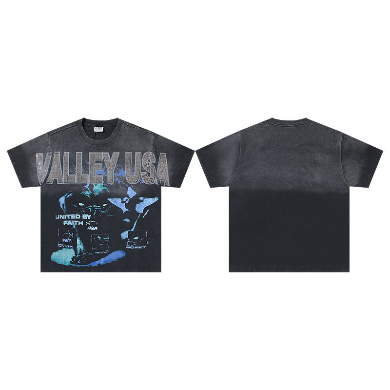 VALE USA United by Faith Rhinestone Graphic T-Shirt — front