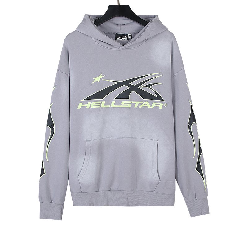 Hellstar Washed Gray Graphic Hoodie — front