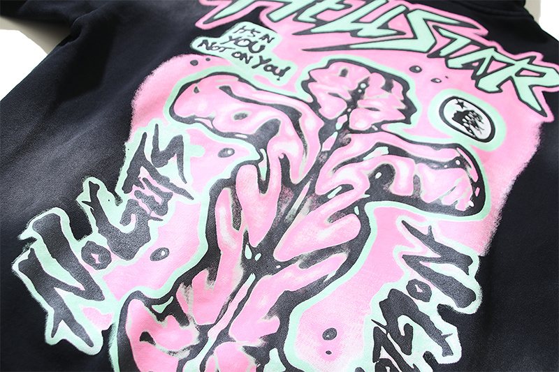 Hellstar Washed Black Graphic Pullover Hoodie — detail