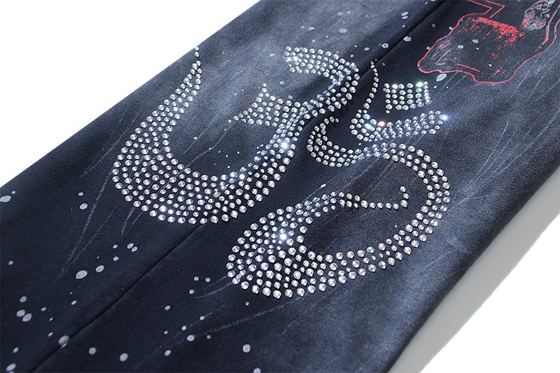 Hellstar Records Rhinestone Flared Sweatpants — detail