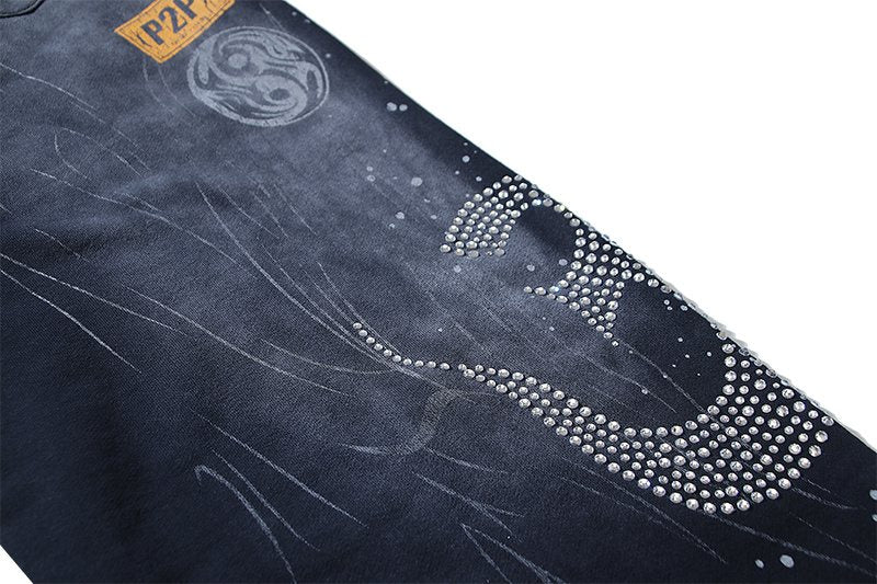 Hellstar Records Rhinestone Flared Sweatpants — detail