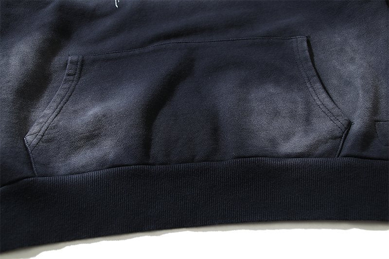 Hellstar Washed Black Graphic Pullover Hoodie — detail