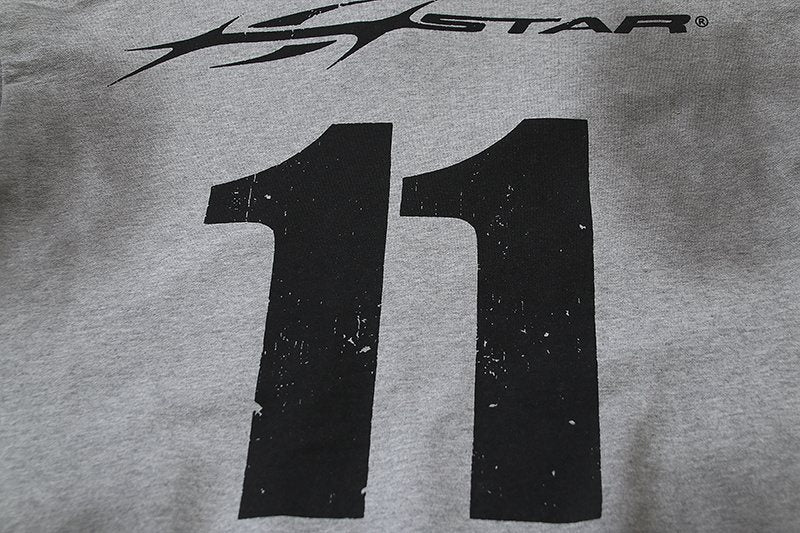 Hellstar Washed Gray Zip-Up Graphic Hoodie — detail