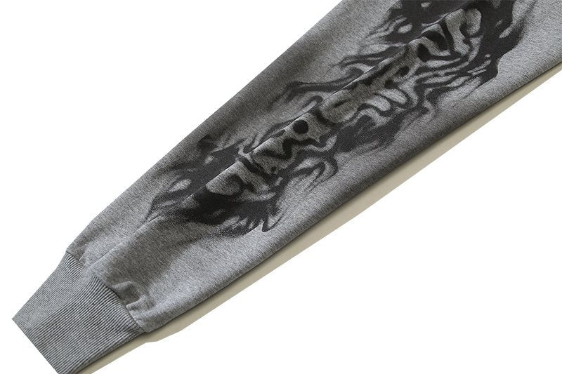 Hellstar Washed Gray Zip-Up Graphic Hoodie — detail