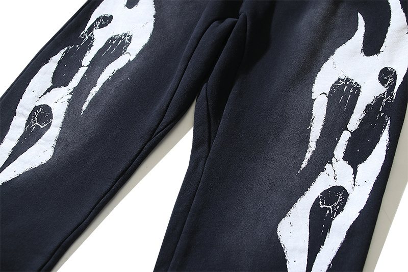 Hellstar Washed Black Front Graphic Sweatpants — detail