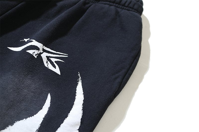 Hellstar Washed Black Front Graphic Sweatpants — detail