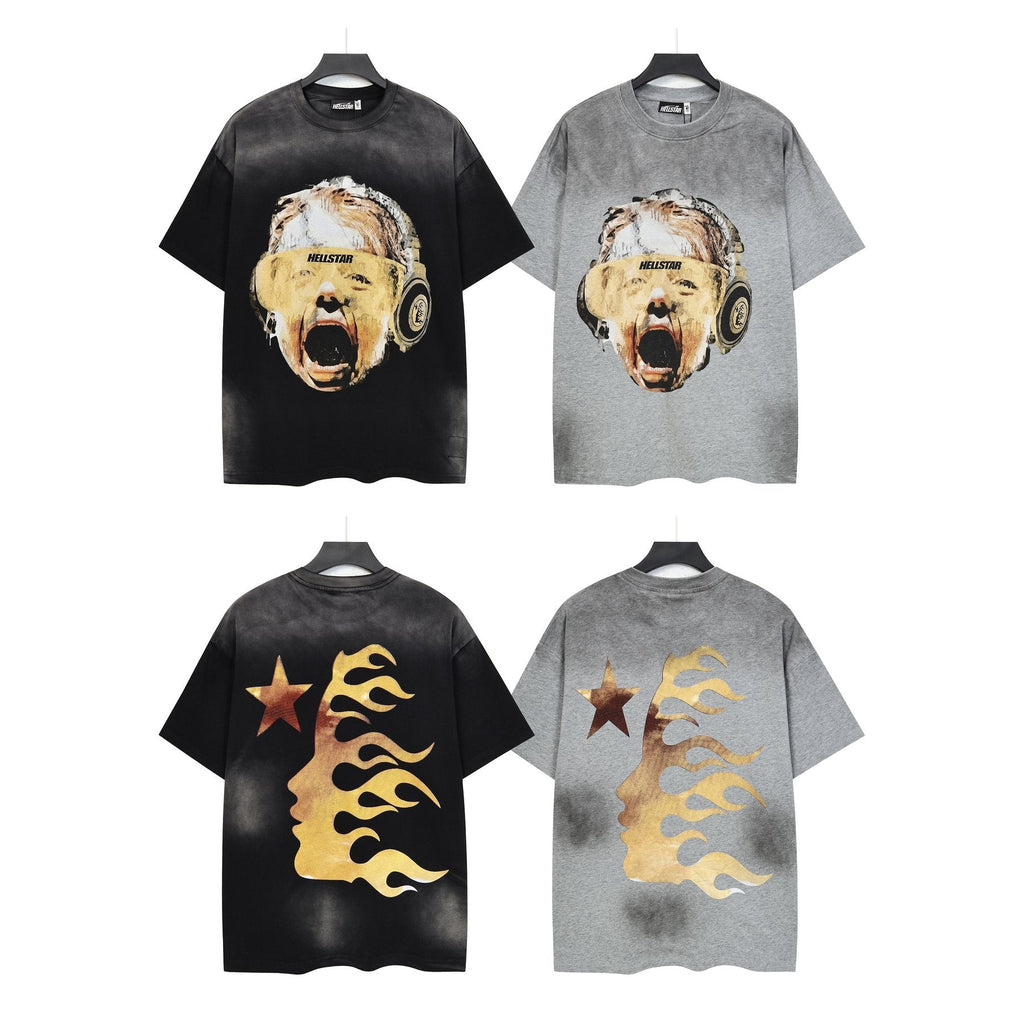 Hellstar Screaming Head Star Graphic T-Shirt — detail