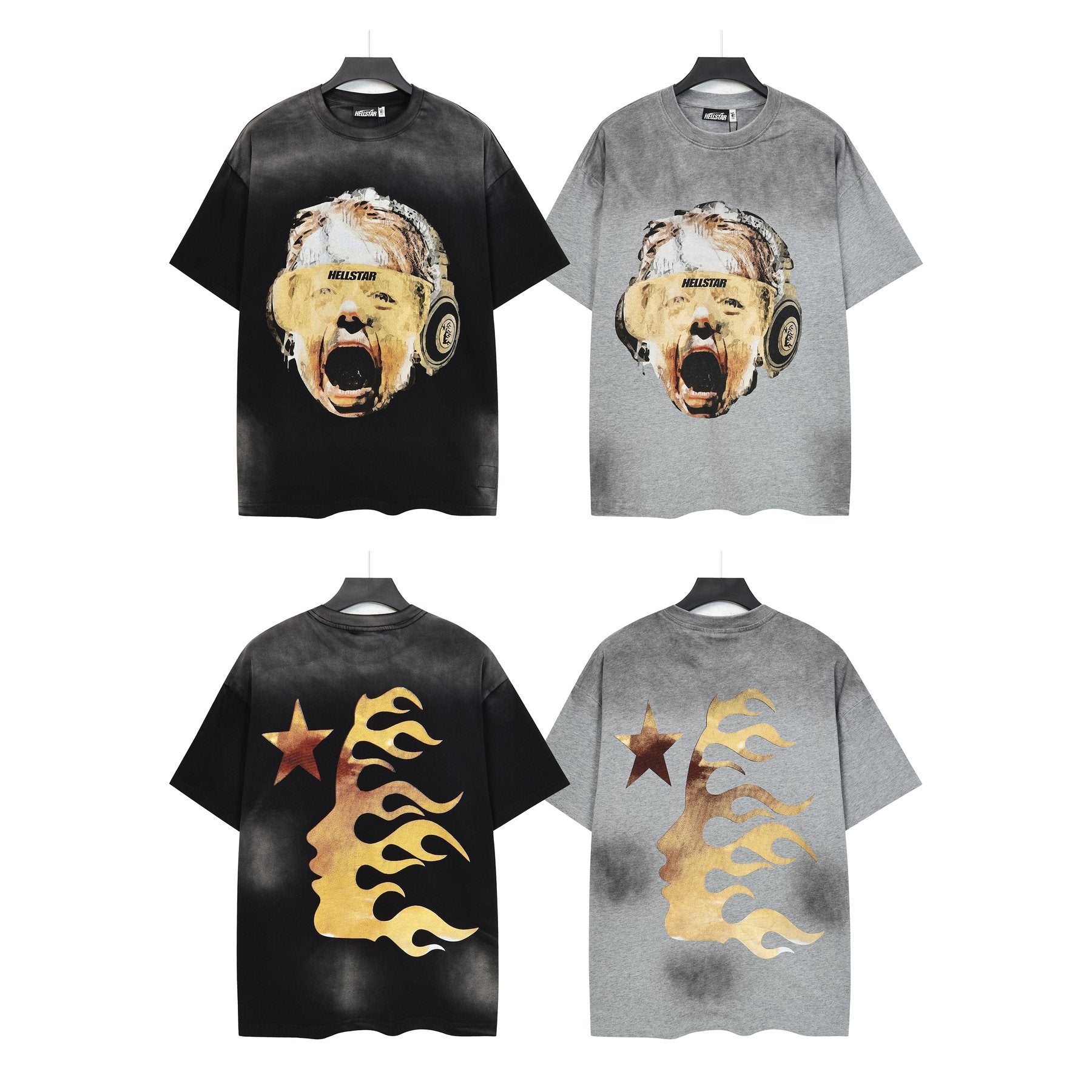Hellstar Screaming Head Star Graphic T-Shirt — detail