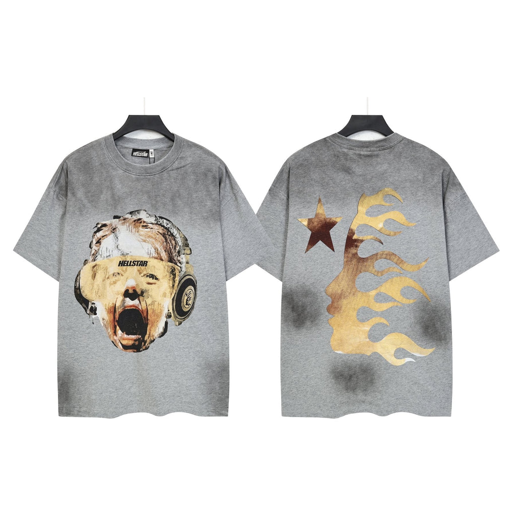 Hellstar Screaming Head Star Graphic T-Shirt — front