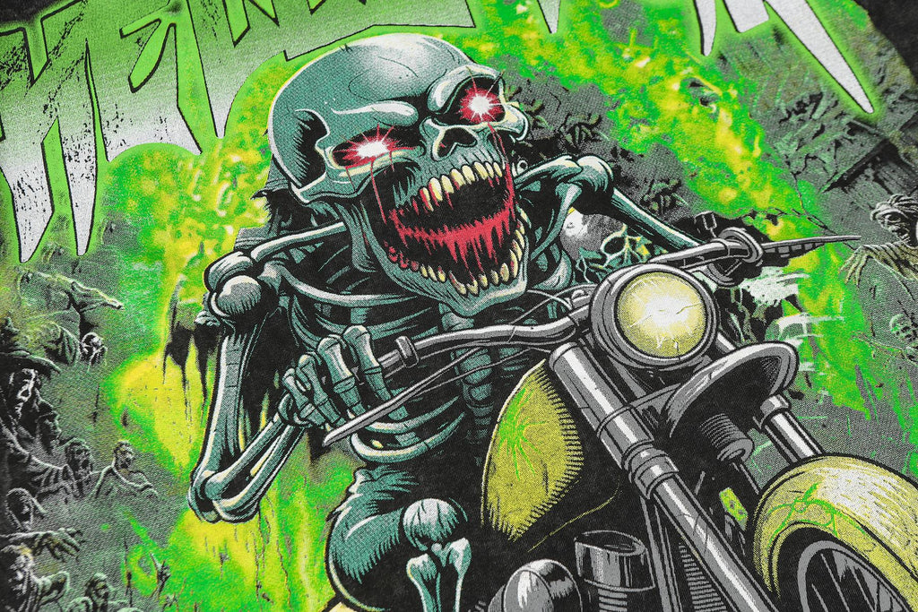 Hellstar Skull Motorcycle Acid-Wash T-Shirt — detail