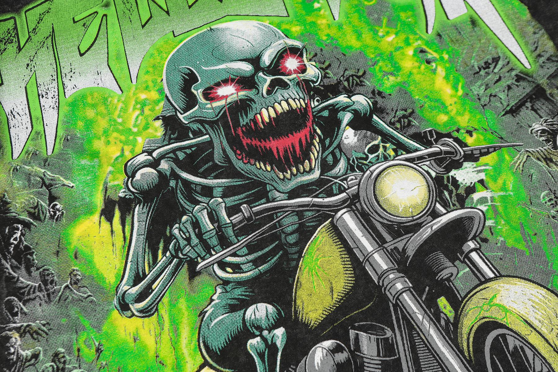 Hellstar Skull Motorcycle Acid-Wash T-Shirt — detail