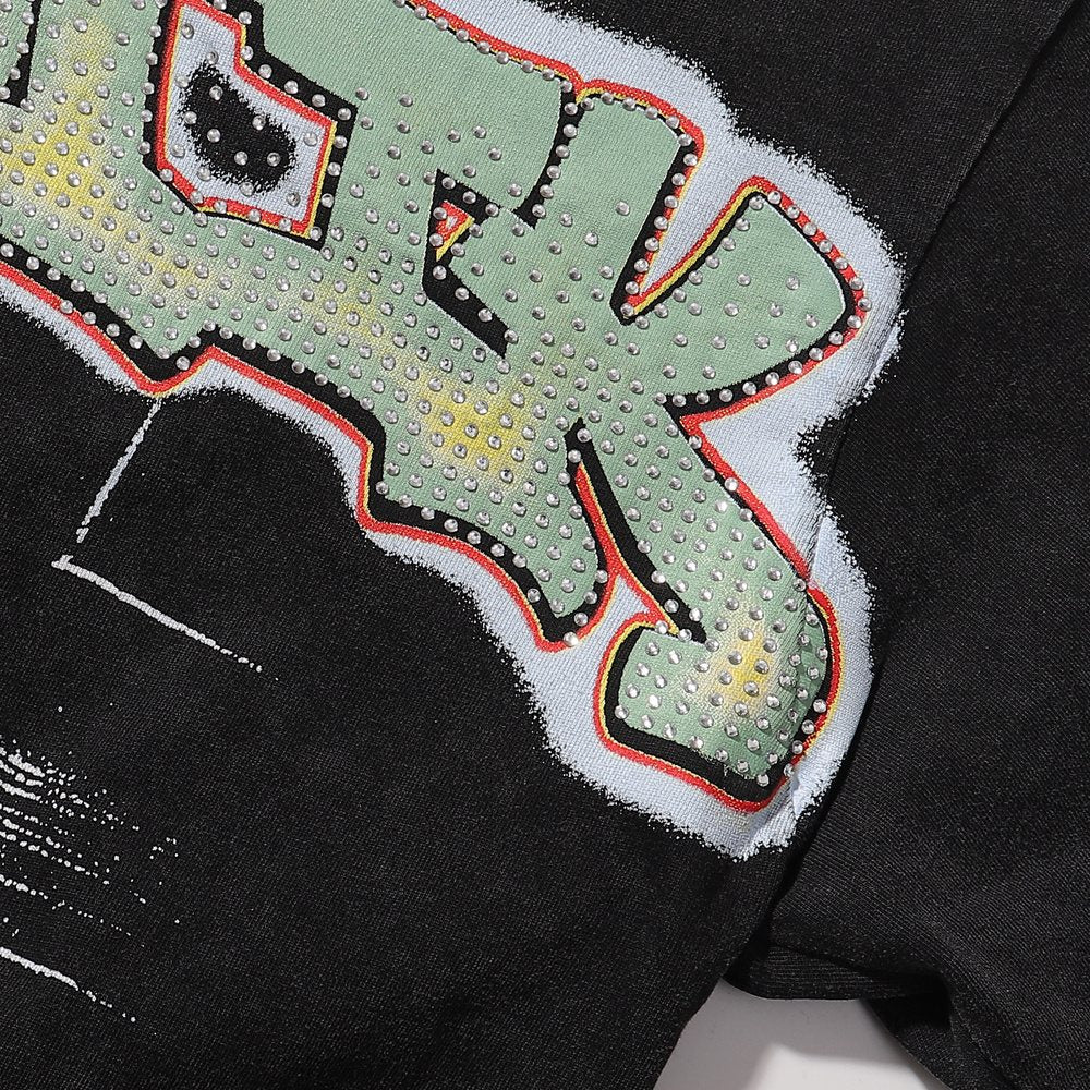 MAJESTIK Bulldog Football Rhinestone Cropped T-Shirt — detail