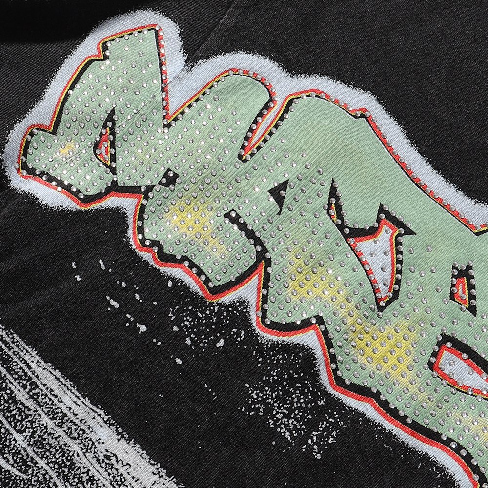 MAJESTIK Bulldog Football Rhinestone Cropped T-Shirt — detail