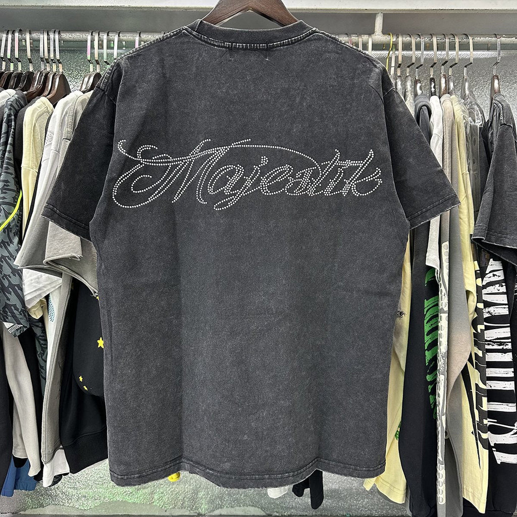 MAJESTIK Bulldog Rhinestone Graphic Cropped T-Shirt — context