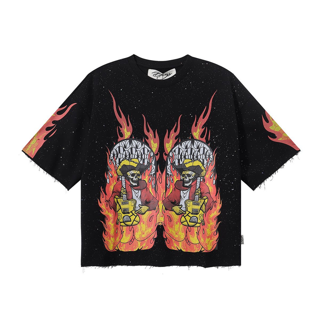 BKYS Revival On Fire Skull Guitar Graphic T-Shirt — hero