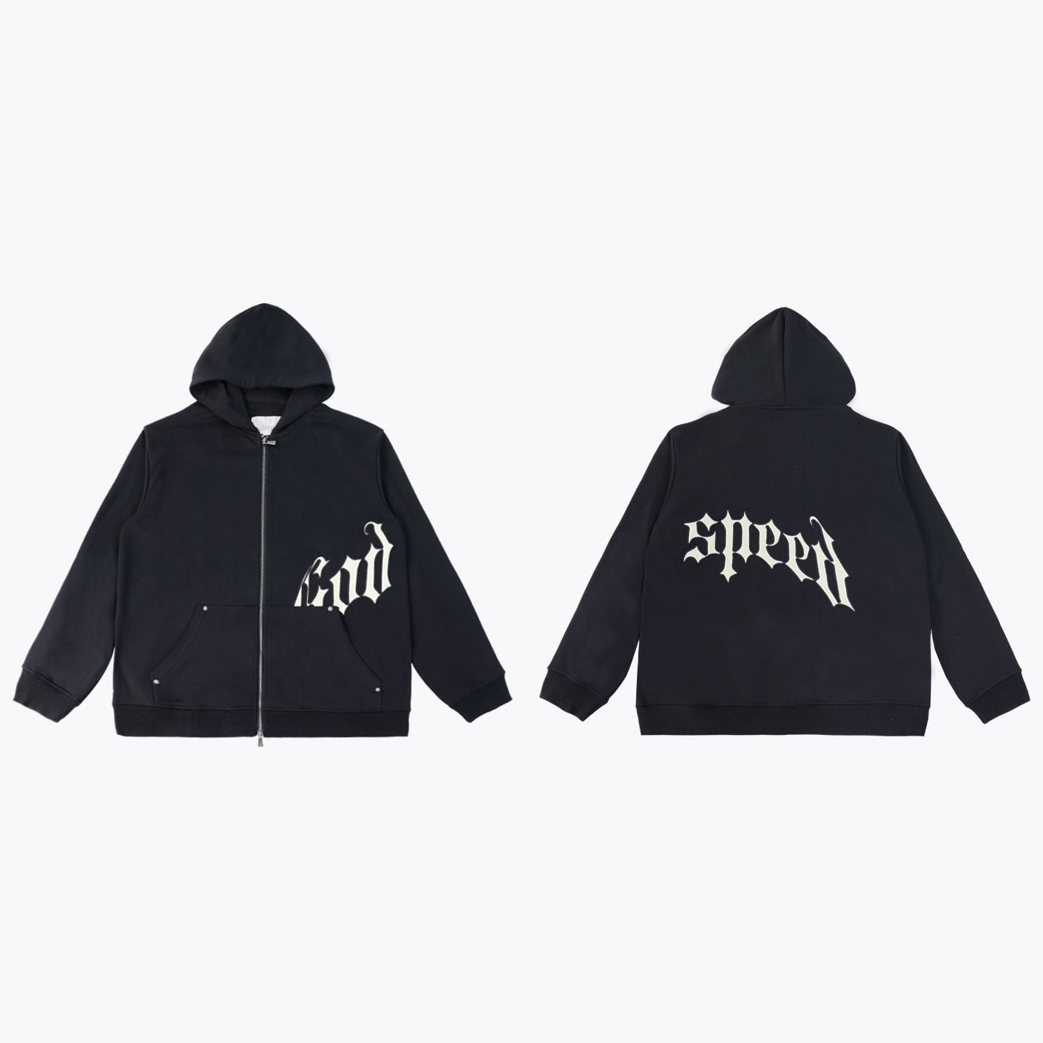 Godspeed White Gothic Zip Hoodie & Jogger Matching Set — front