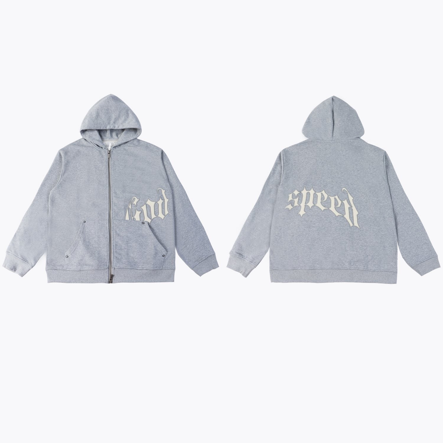 Godspeed White Gothic Zip Hoodie & Jogger Matching Set — front